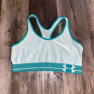 Under Armour Green Sports Bra Mid Impact Size Medium Gym Athletic Yoga